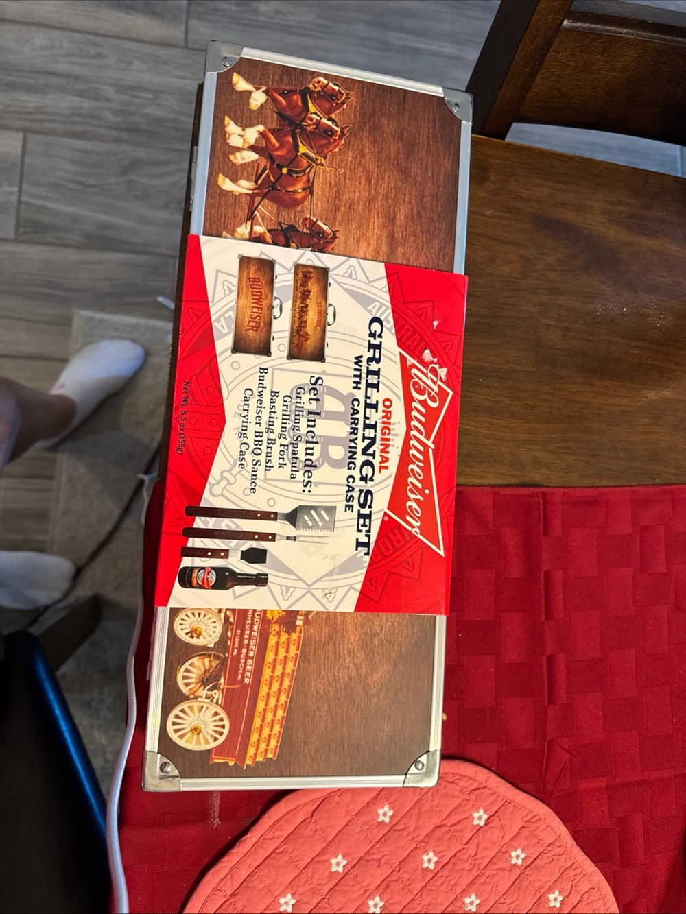 Budweiser Red and Brown BBQ Grill Tool Set with Branded Carrying Case